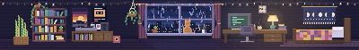 The pixel-art bedroom at the top of Books That Feel Like This