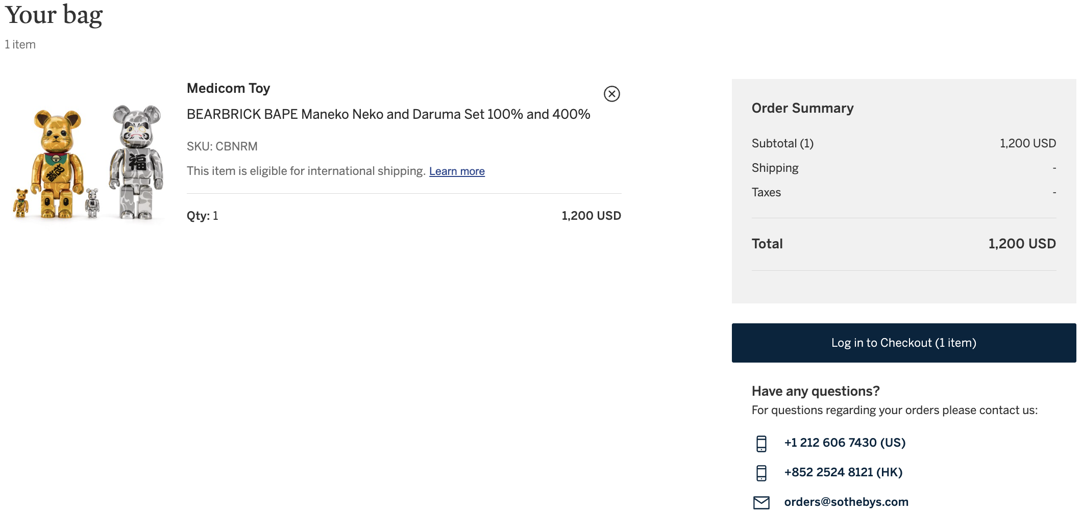 The shopping bag with an order summary
