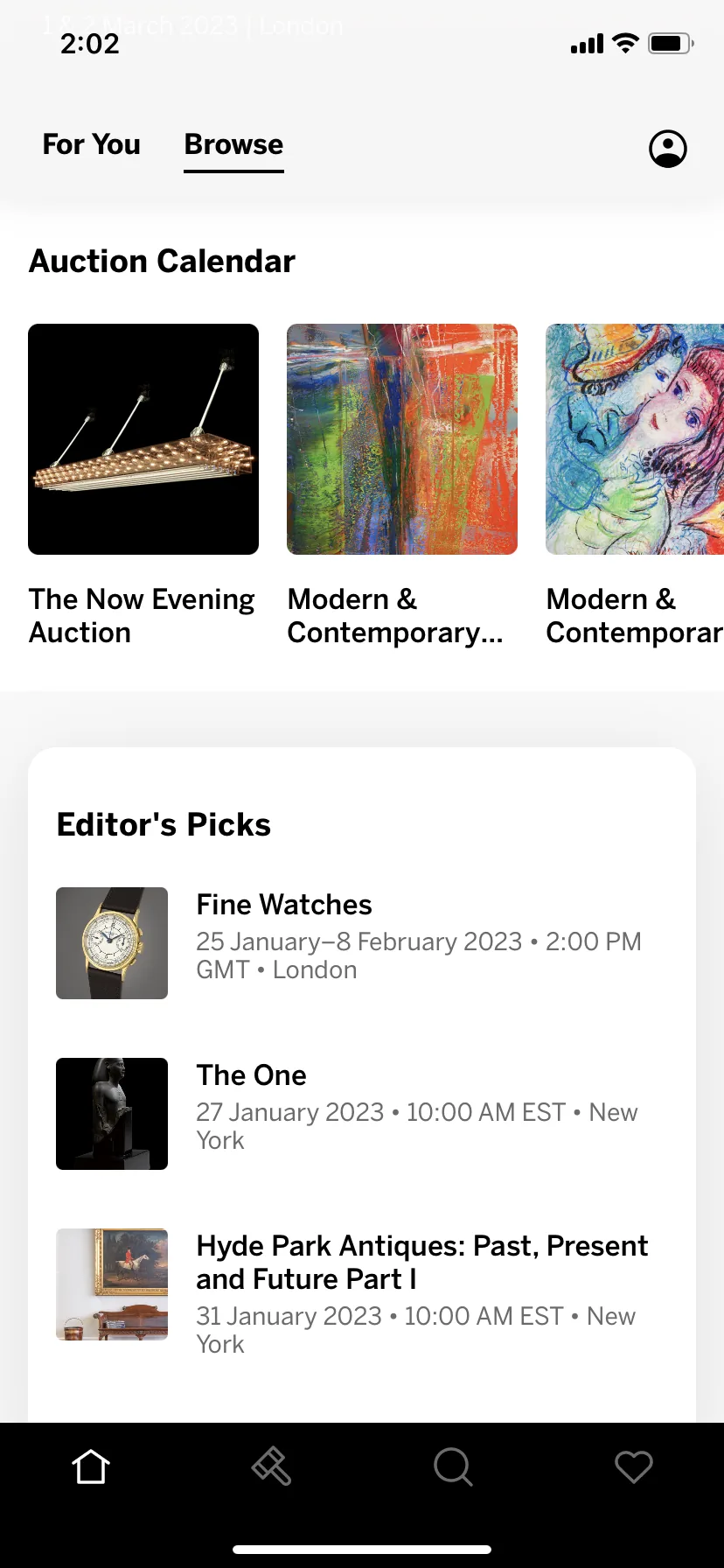 Browse: the auction calendar and editor’s picks