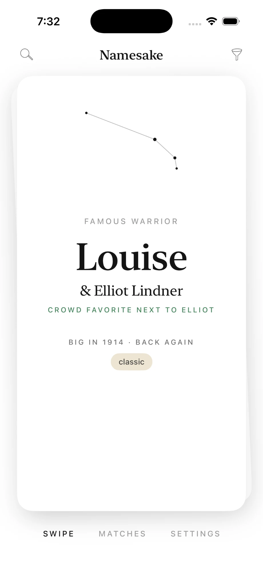 The Namesake swipe card for Louise