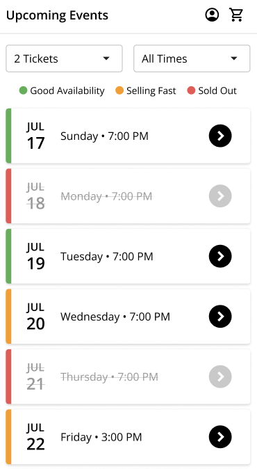 The ticketing widget: picking a performance