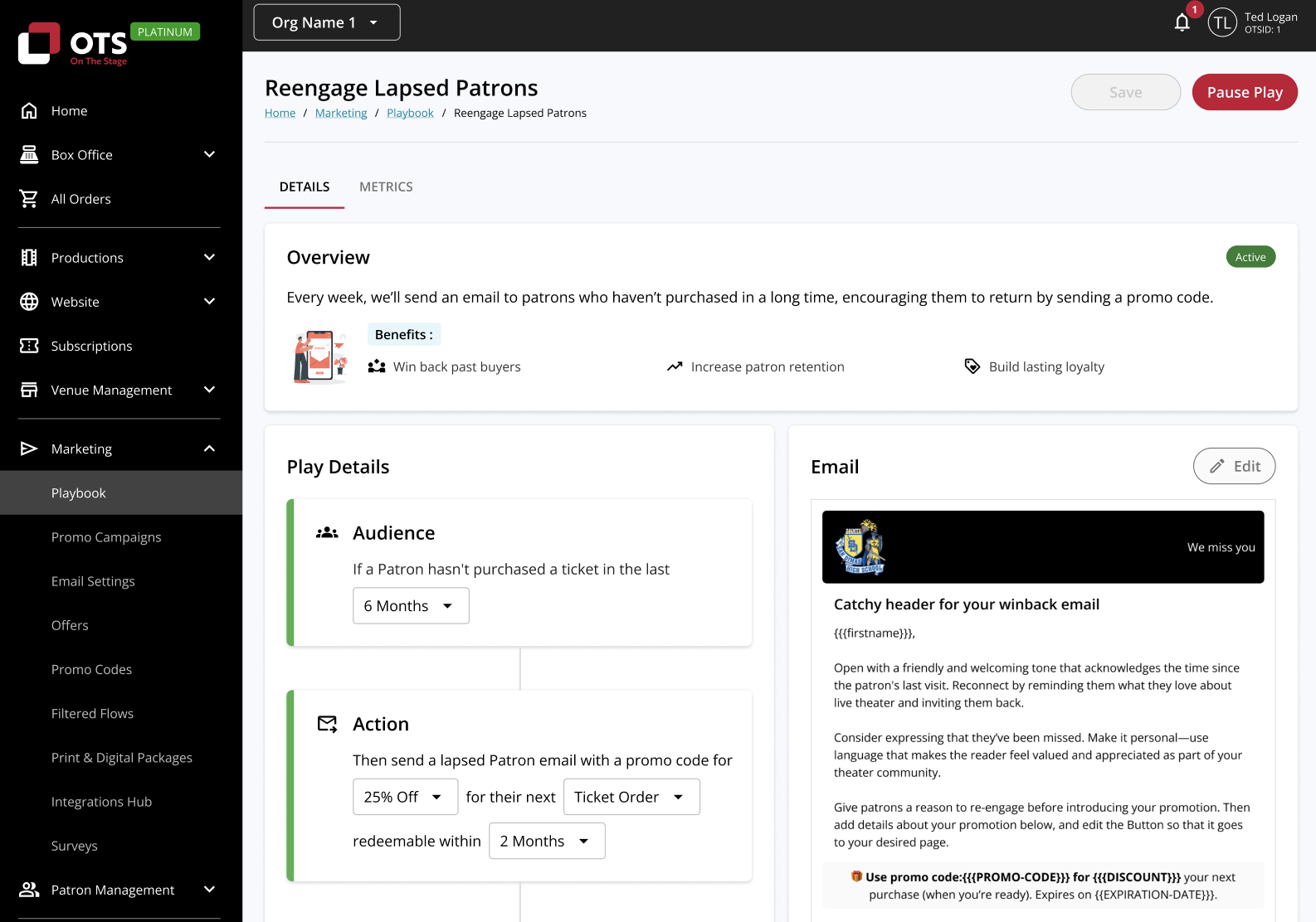 An automated campaign to re-engage lapsed patrons